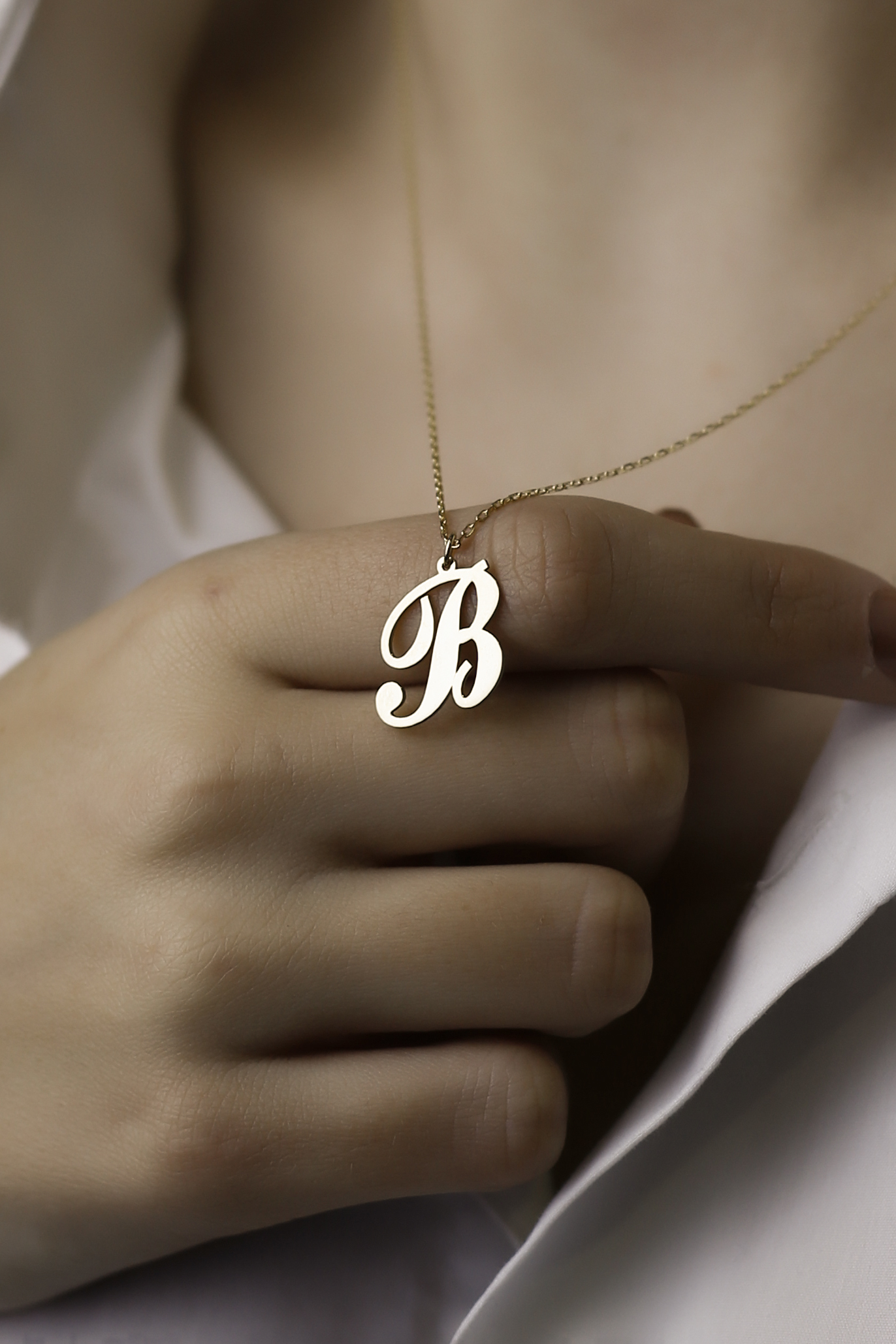925 Ayar Gümüş B Harfli Kolye-2927