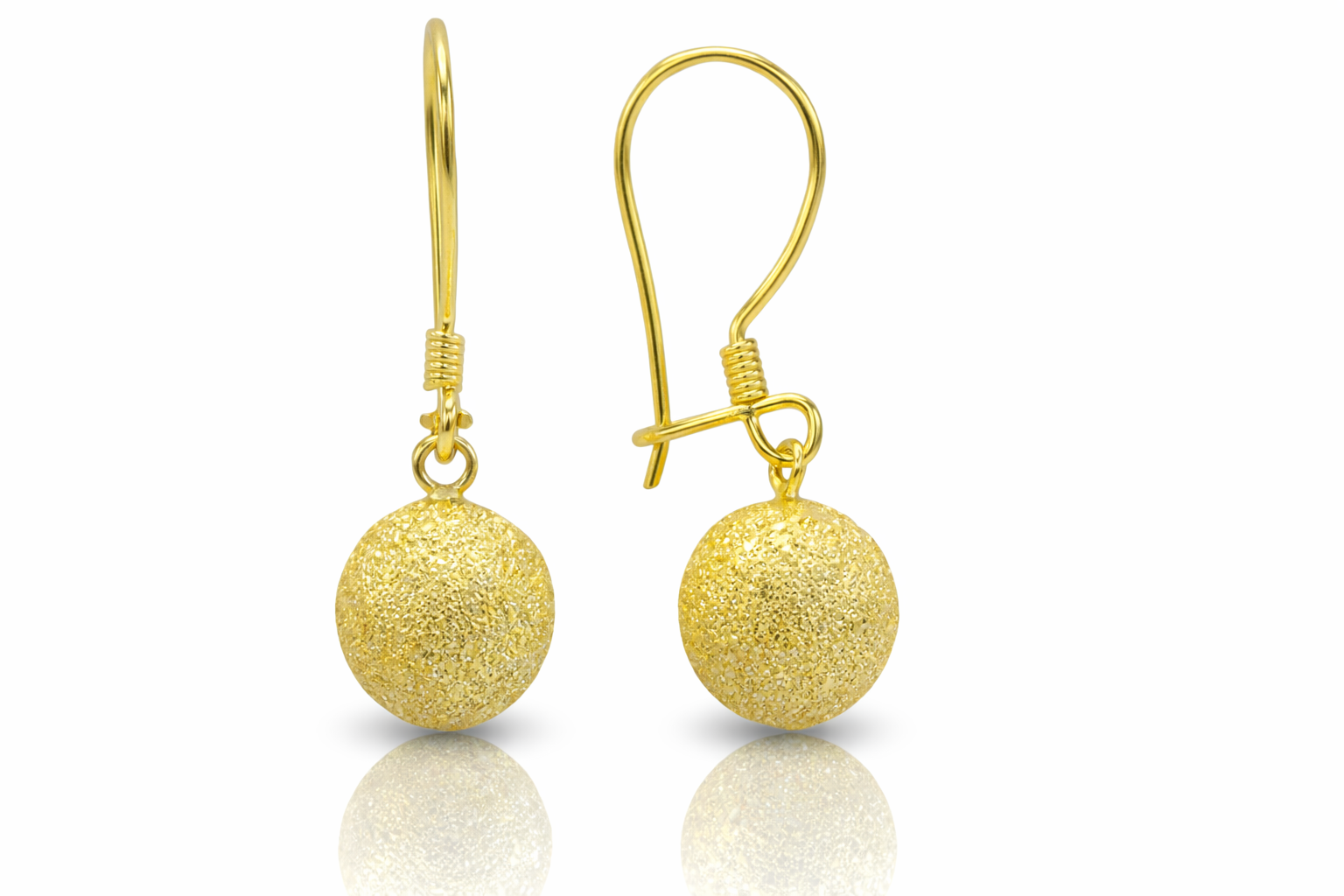 Sallantılı Simli Gümüş Top Küpe