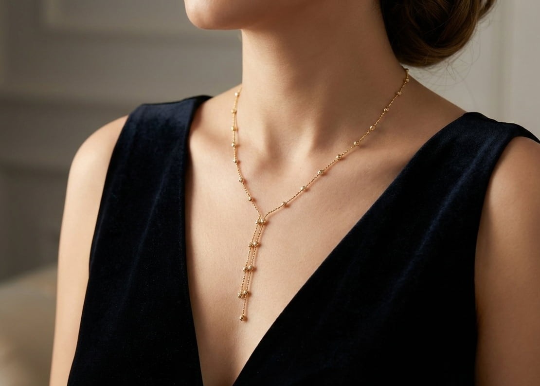 925 Ayar Gümüş Top Zincirli Sallantılı Dorika Kolye