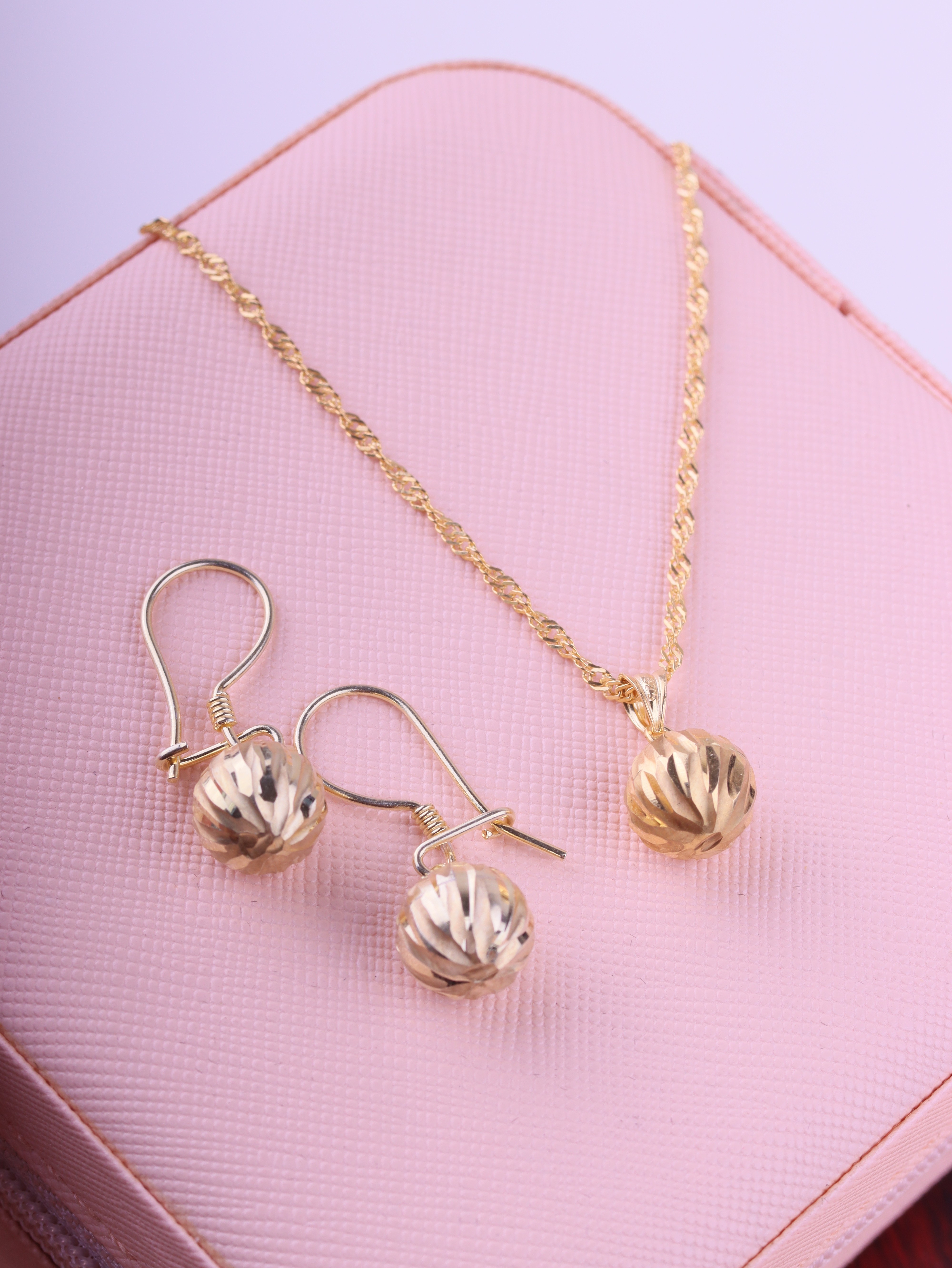 Singapur Zincirli Karpuz Model Gümüş Kolye ve Küpe Seti-3169