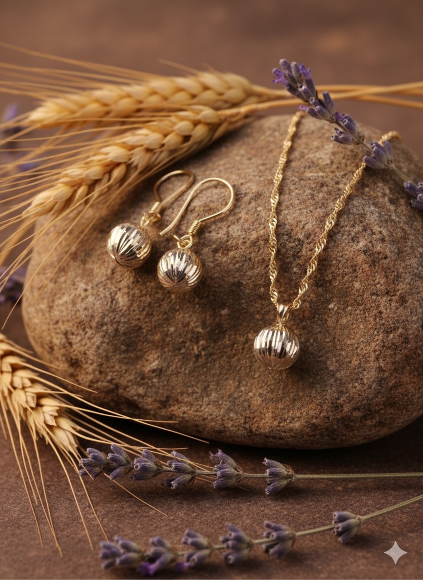 Singapur Zincirli Çizgili Kalemli Gümüş Kolye ve Küpe Seti-3090