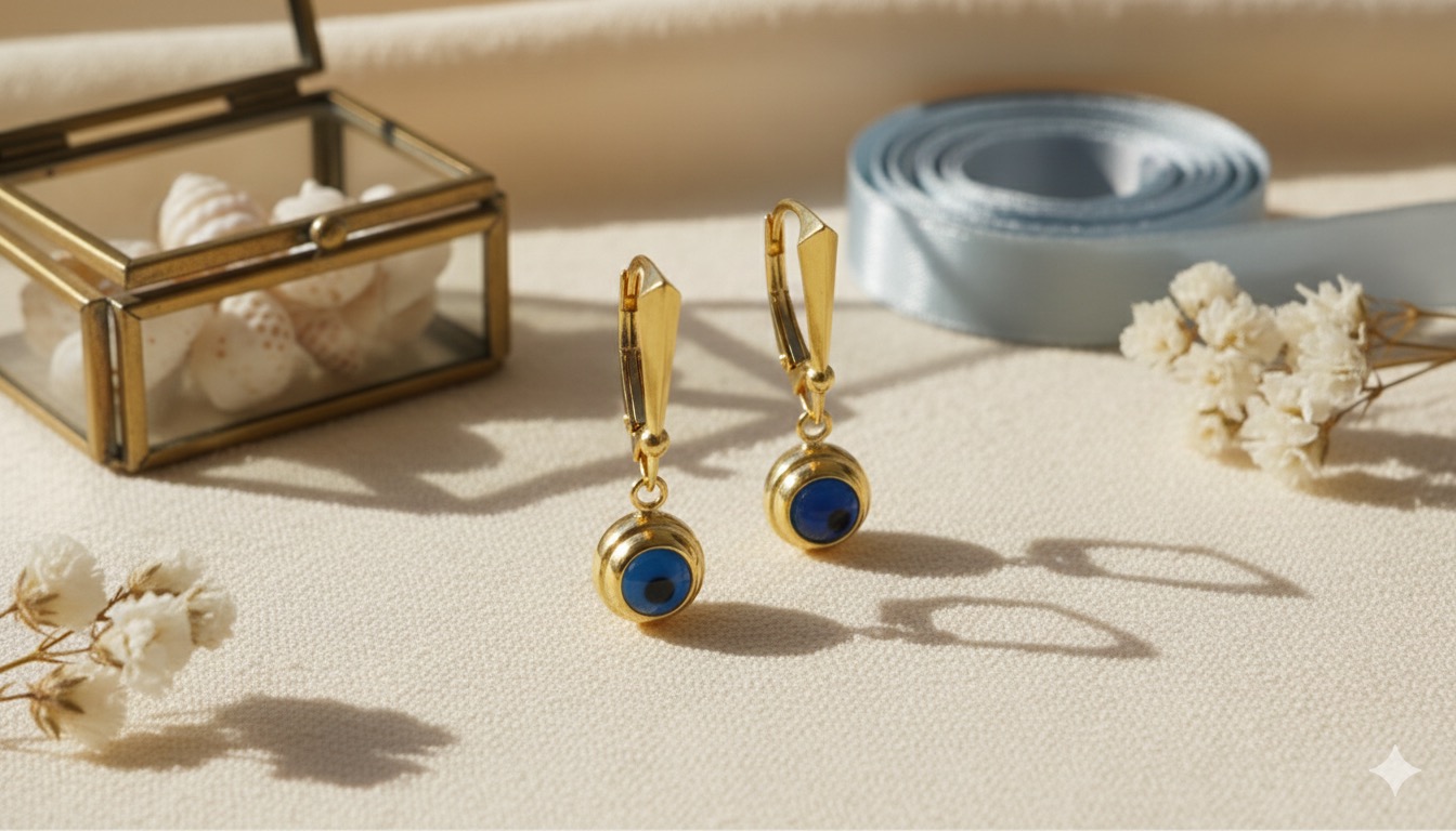 Sallantılı Nazar Göz Gümüş Küpe-3140