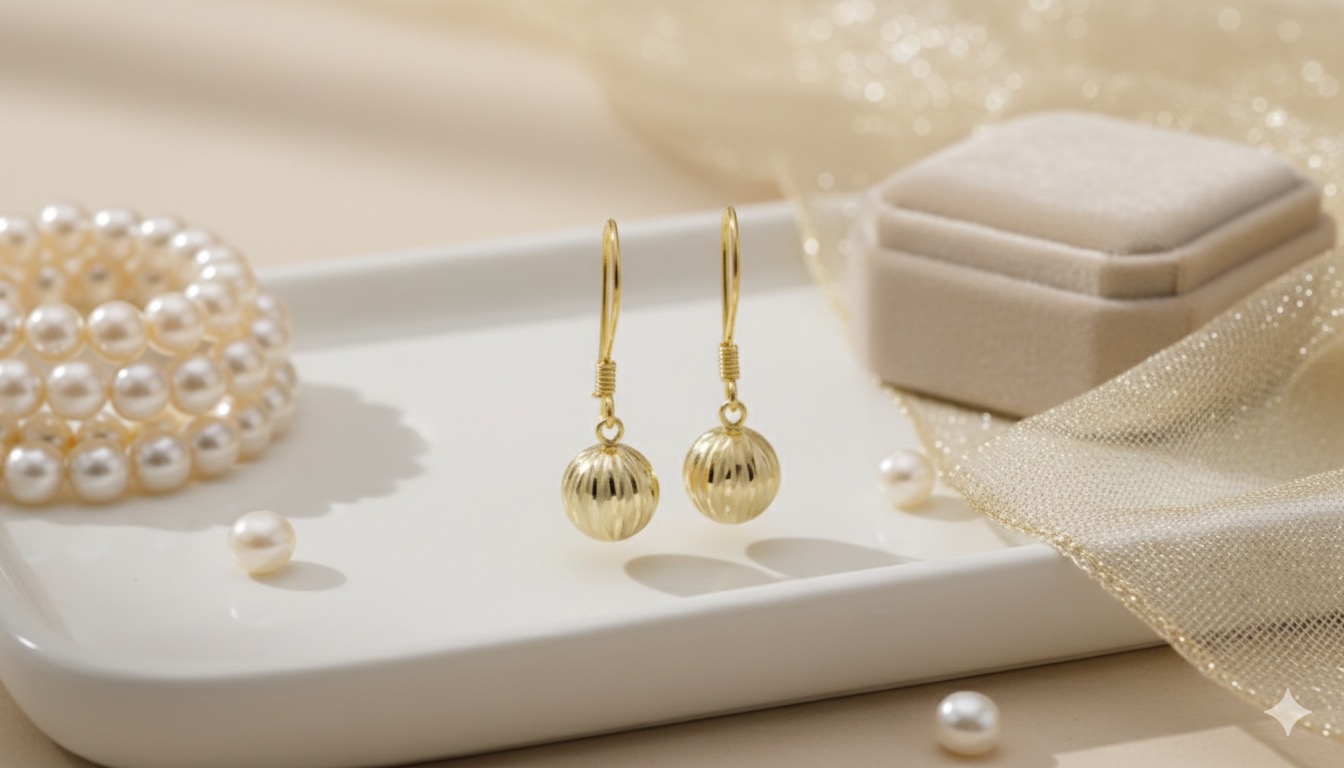 Sallantılı Karpuz Model Gümüş Top Küpe-3120