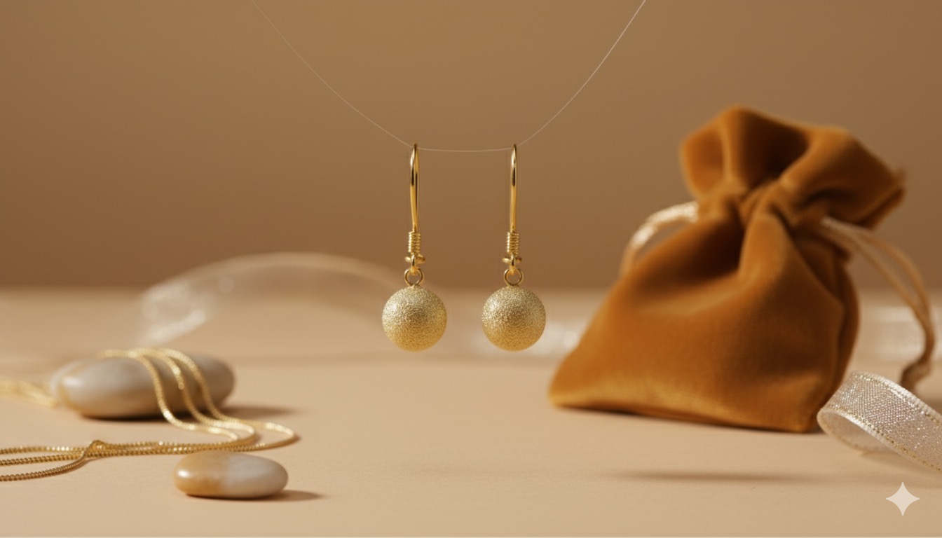 Sallantılı Simli Gümüş Top Küpe-3128