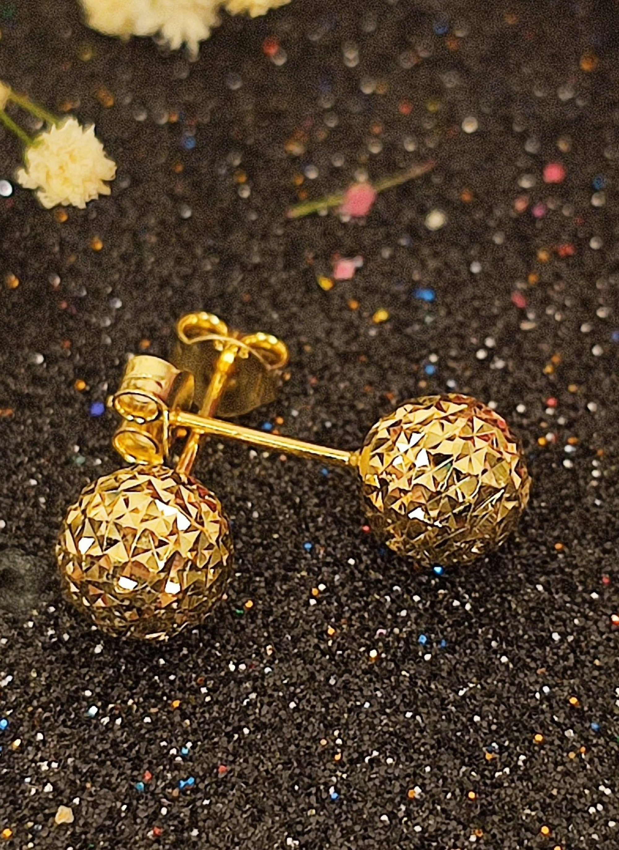 Kristal Kalemli Gümüş Top Küpe-2825