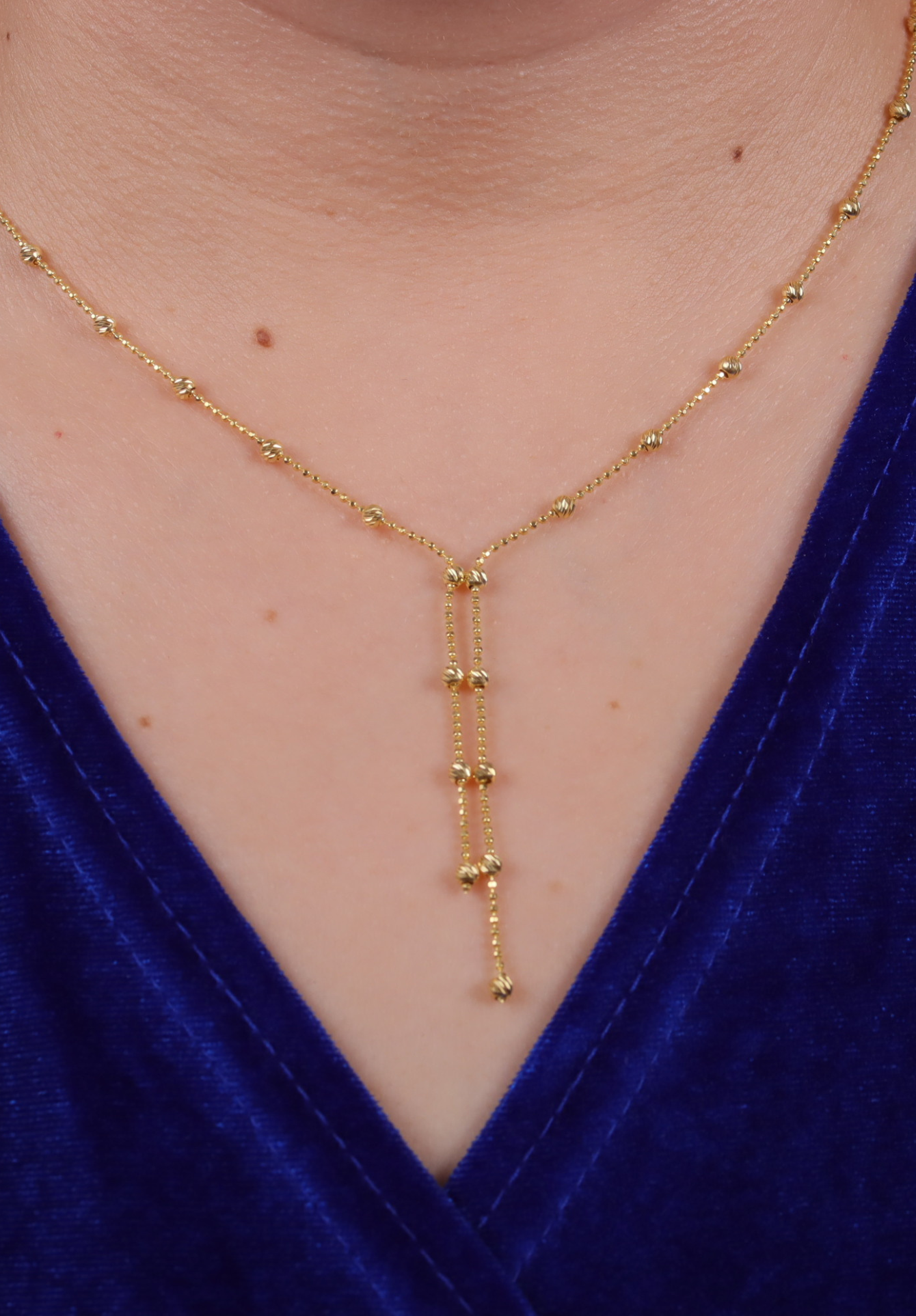 925 Ayar Gümüş Top Zincirli Sallantılı Dorika Kolye-3191