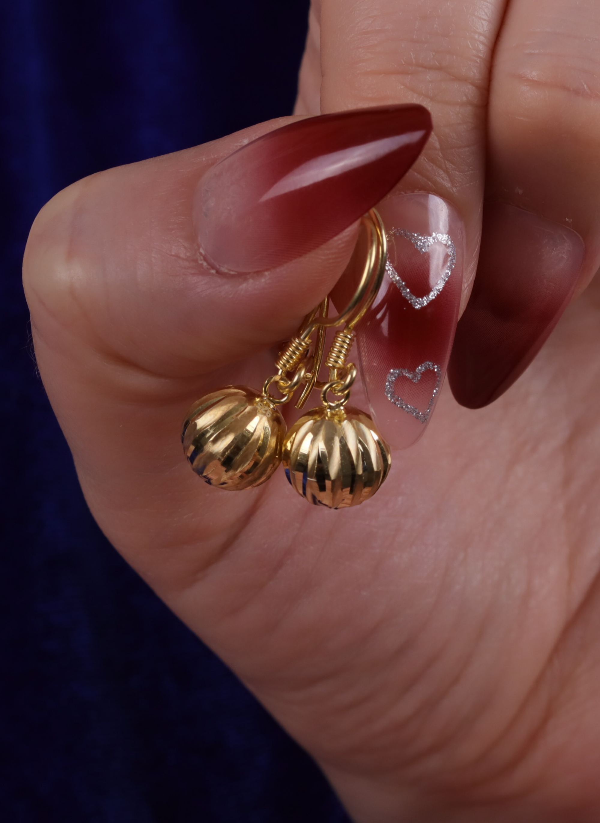 Sallantılı Karpuz Model Gümüş Top Küpe-3121