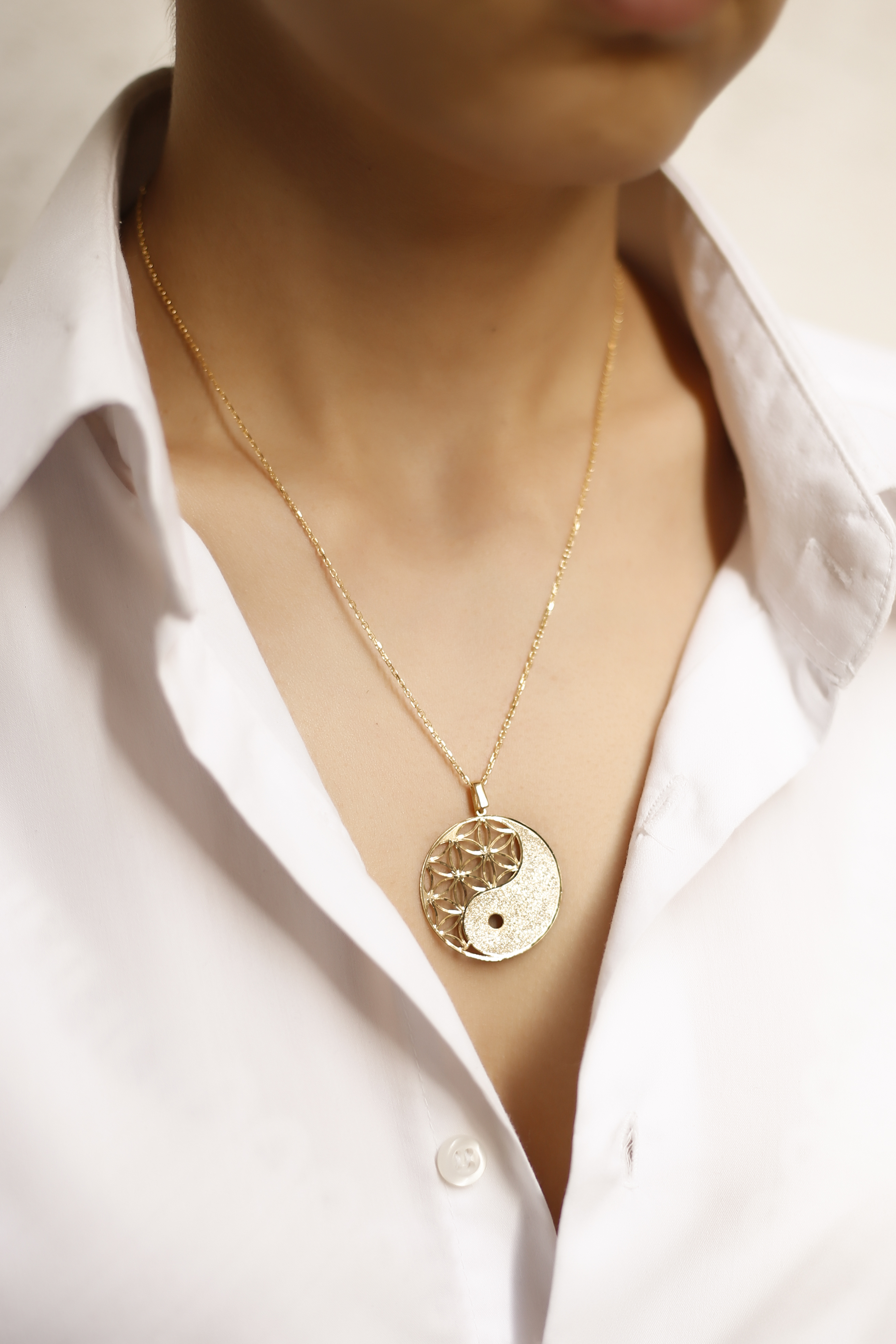 925 Ayar Gümüş Yaşam Çiçeği & Yin Yang Kolye