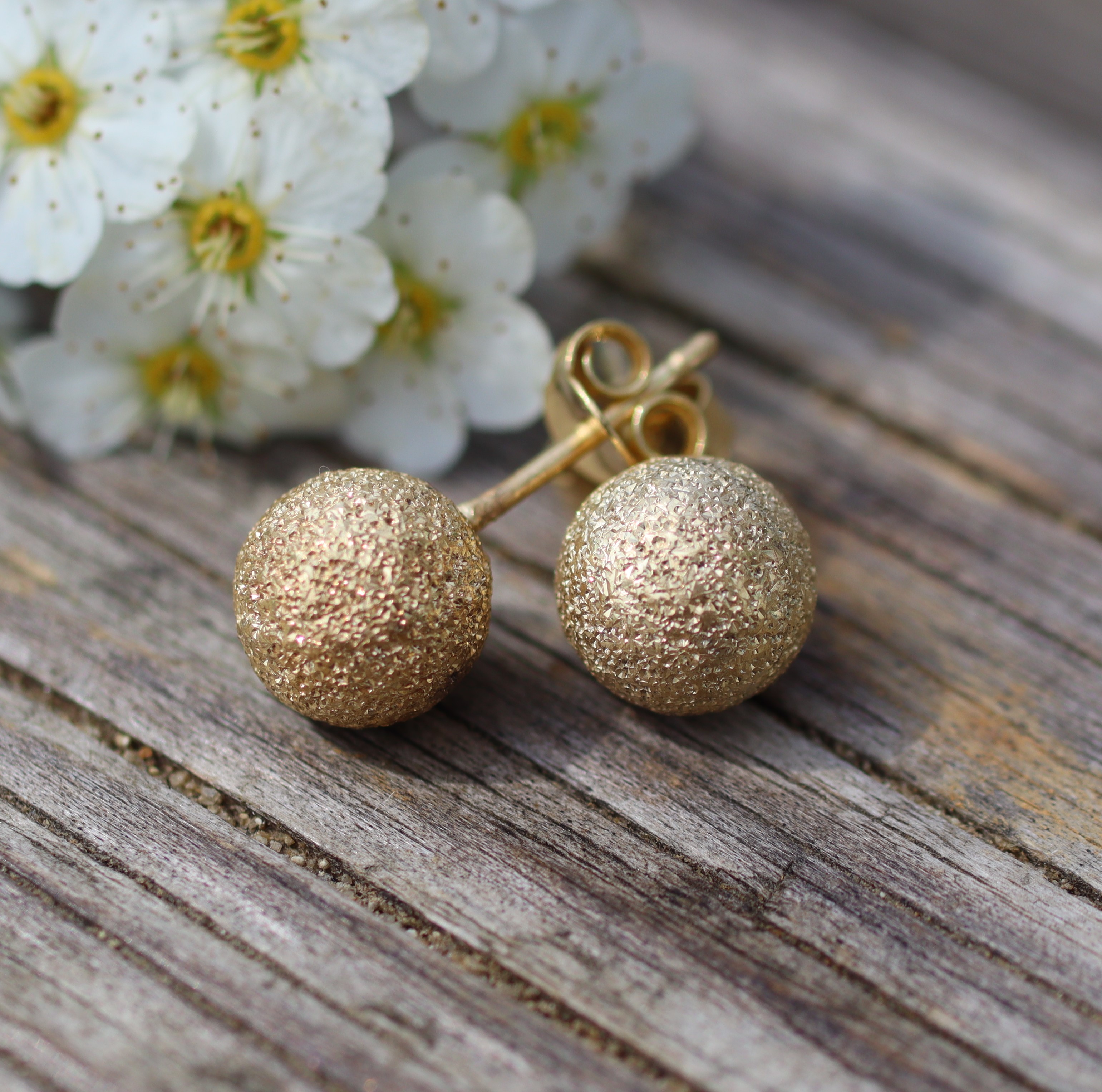 Simli Gümüş Top Küpe-2814