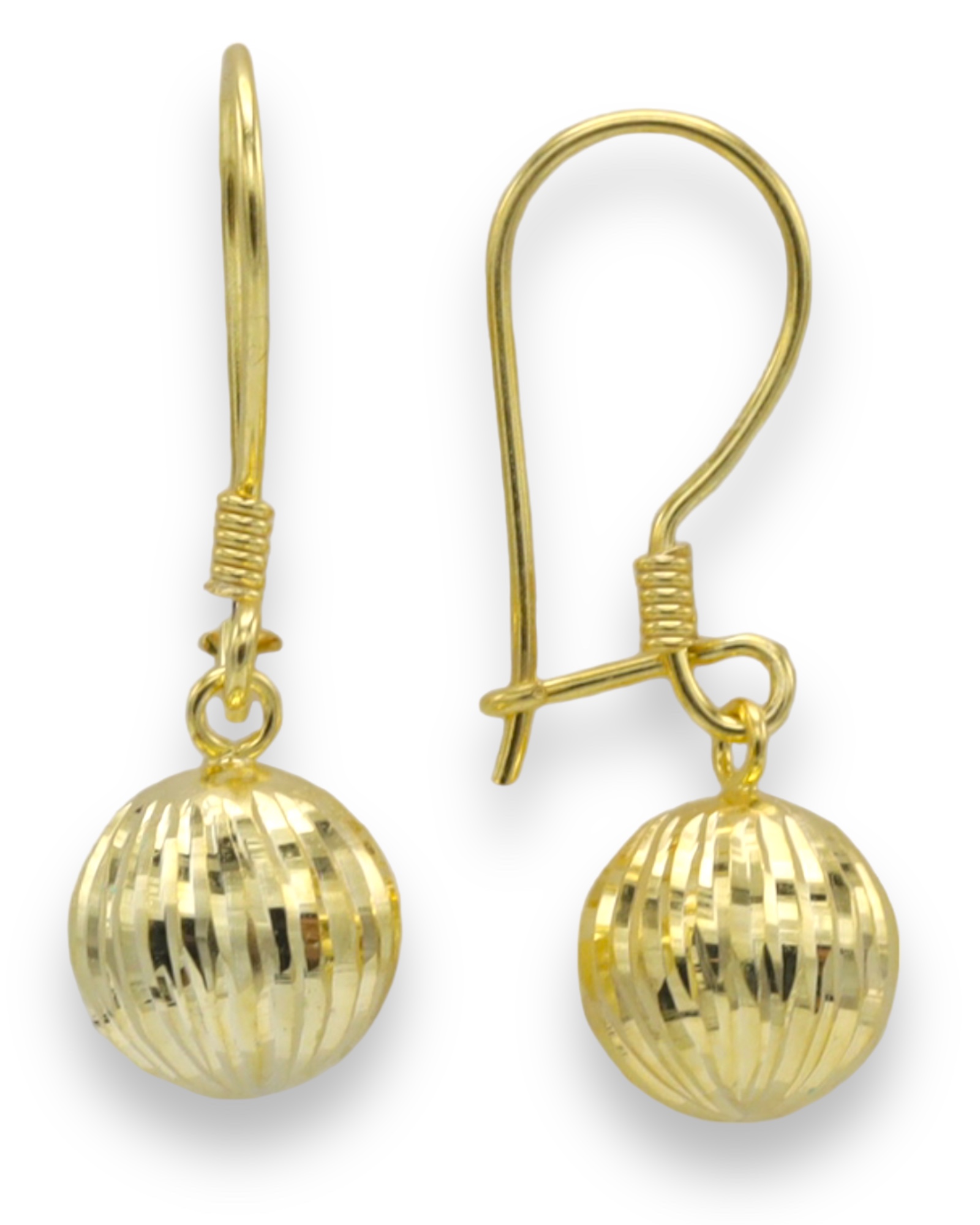 Sallantılı Çizgili Kalemli Gümüş Top Küpe-3116