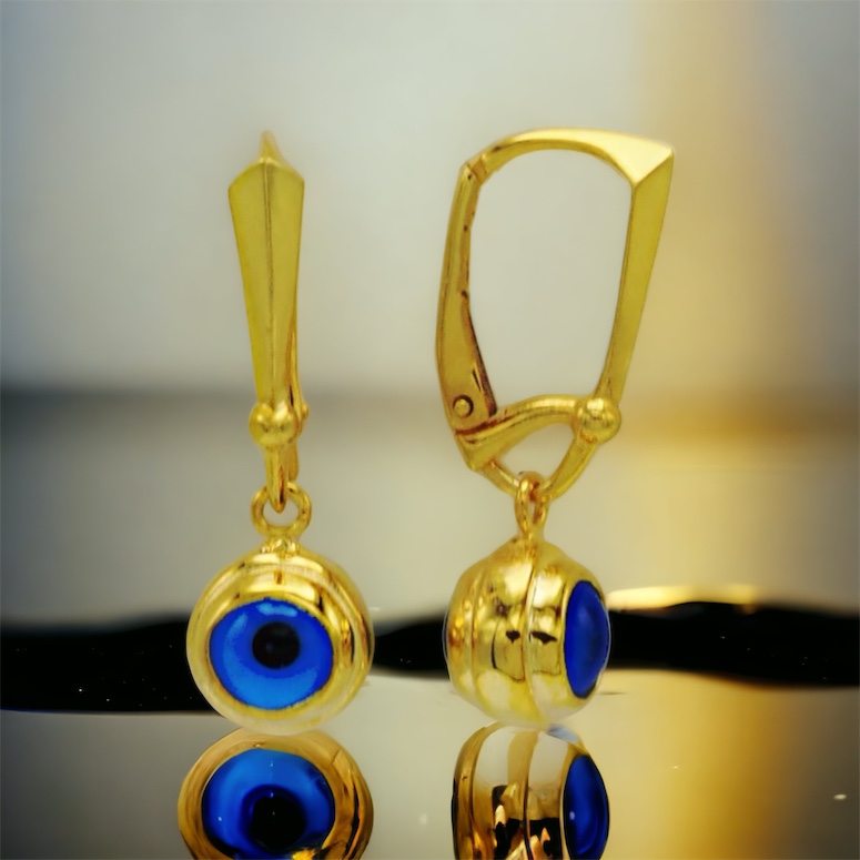 Sallantılı Nazar Göz Gümüş Küpe-3146