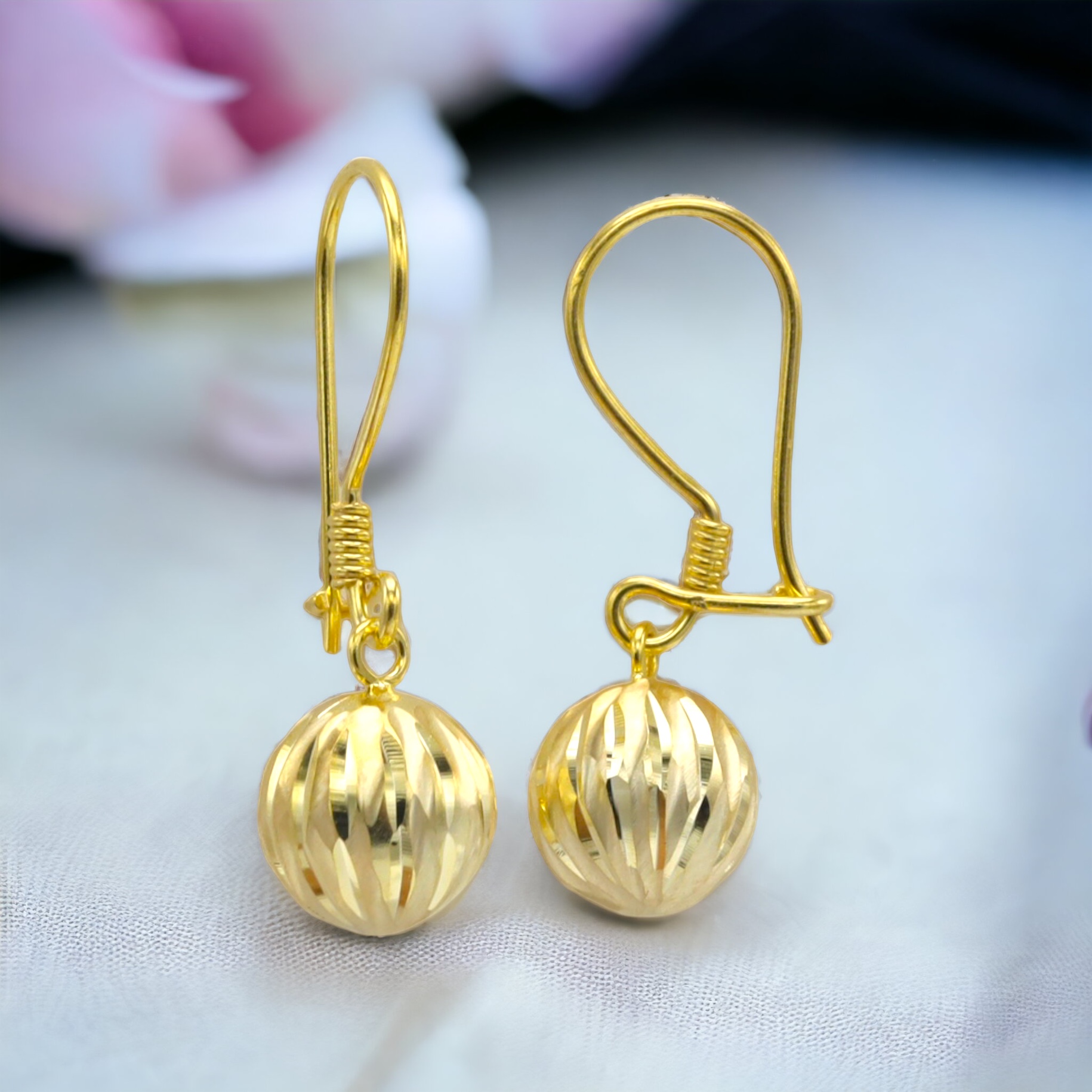 Sallantılı Karpuz Model Gümüş Top Küpe-3123