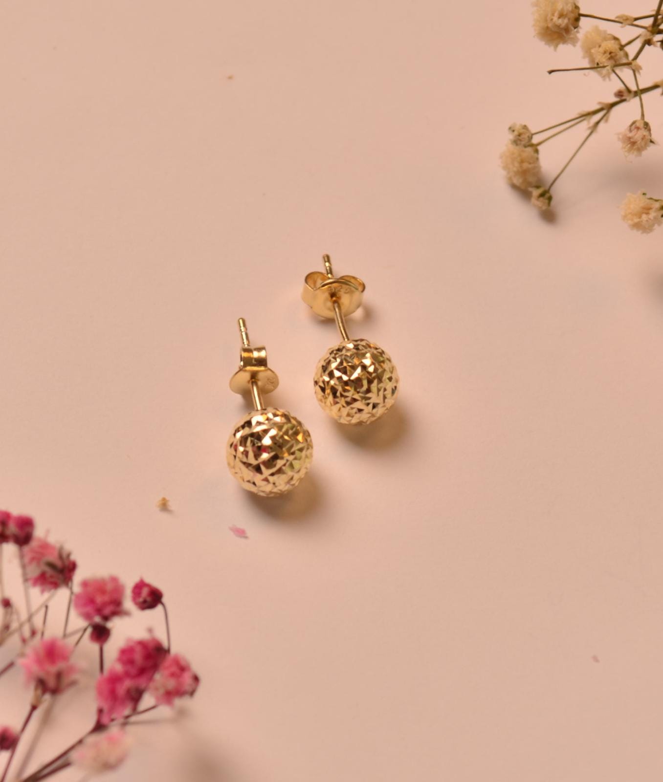 Kristal Kalemli Gümüş Top Küpe-2827