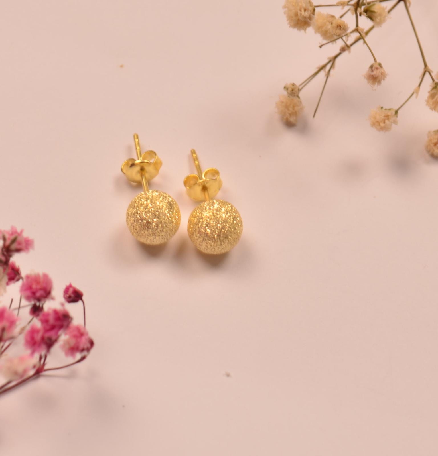 Simli Gümüş Top Küpe-2815