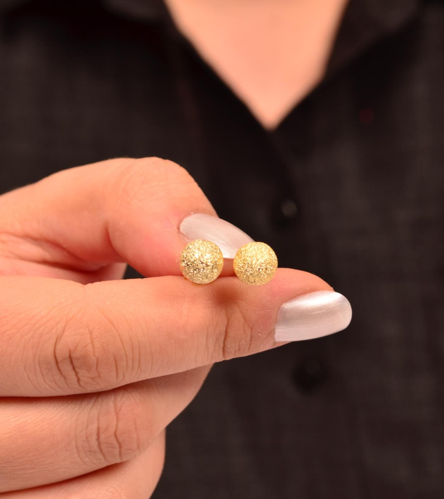 Simli Gümüş Top Küpe-2816