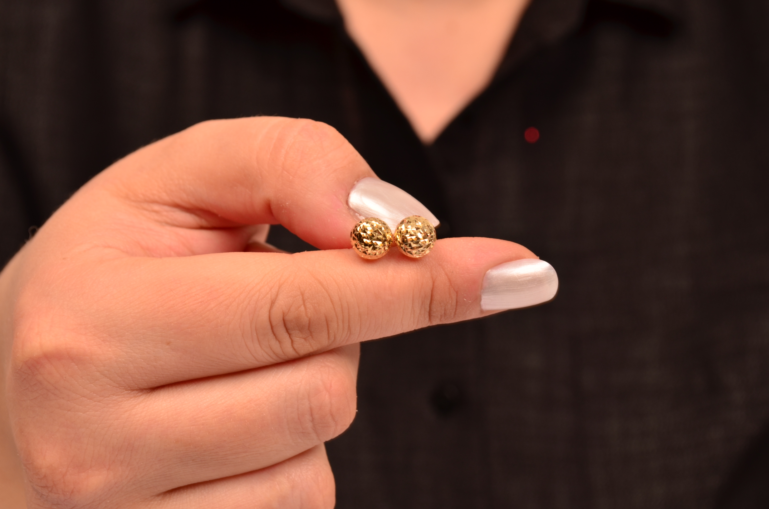 Kristal Kalemli Gümüş Top Küpe-2828