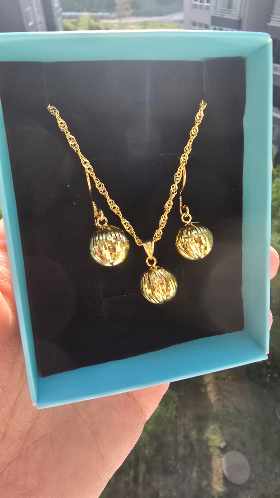 Singapur Zincirli Çizgili Kalemli Gümüş Kolye ve Küpe Seti-3092