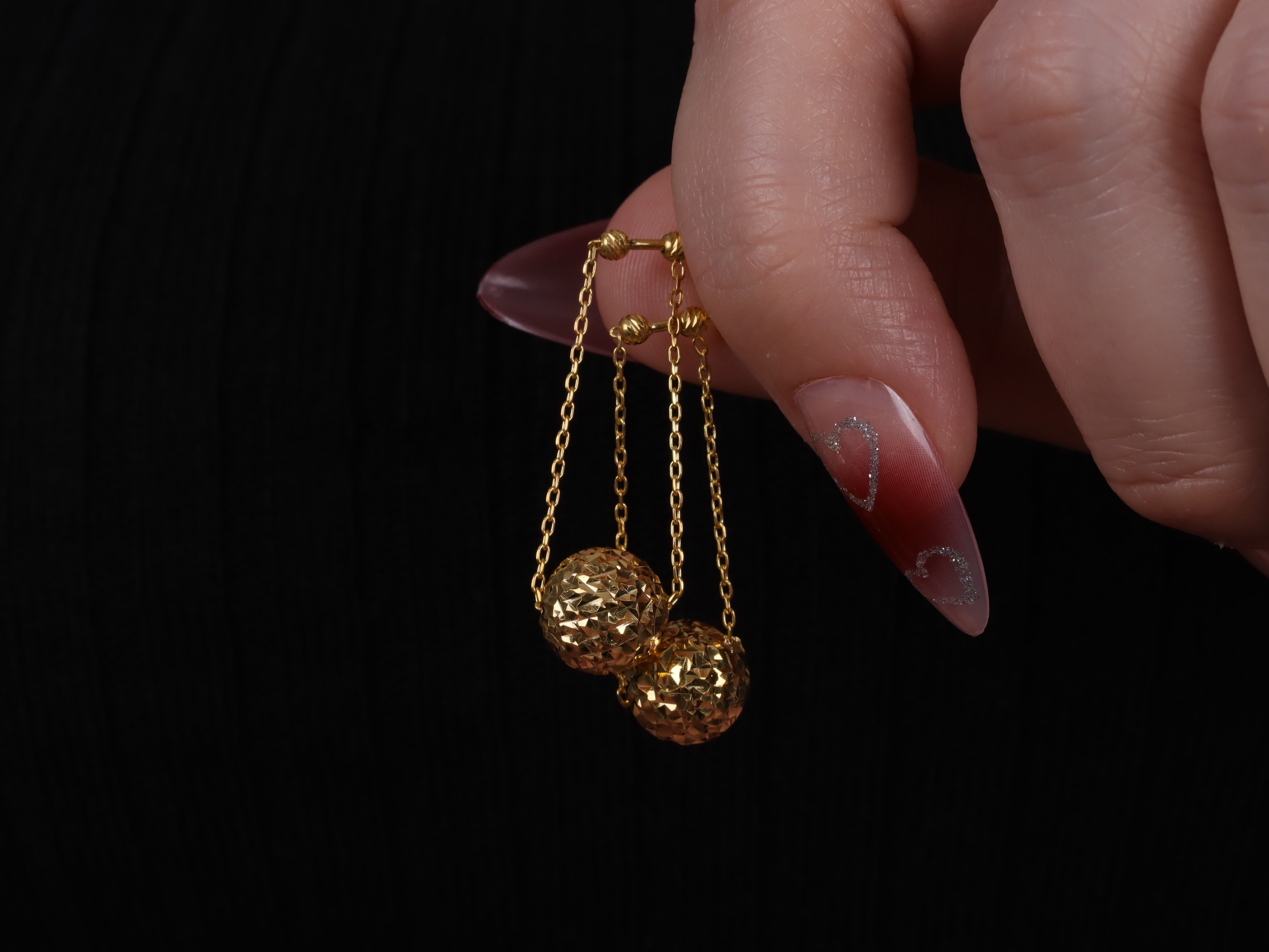 Zincirli Gümüş Top Küpe-2912