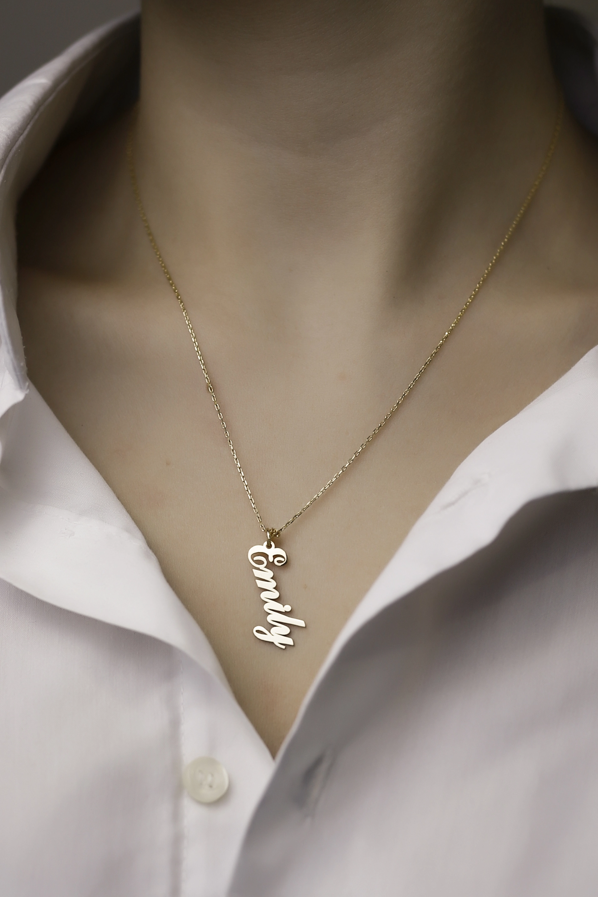 925 Ayar Gümüş Dikey El Yazısı İsimli Kolye