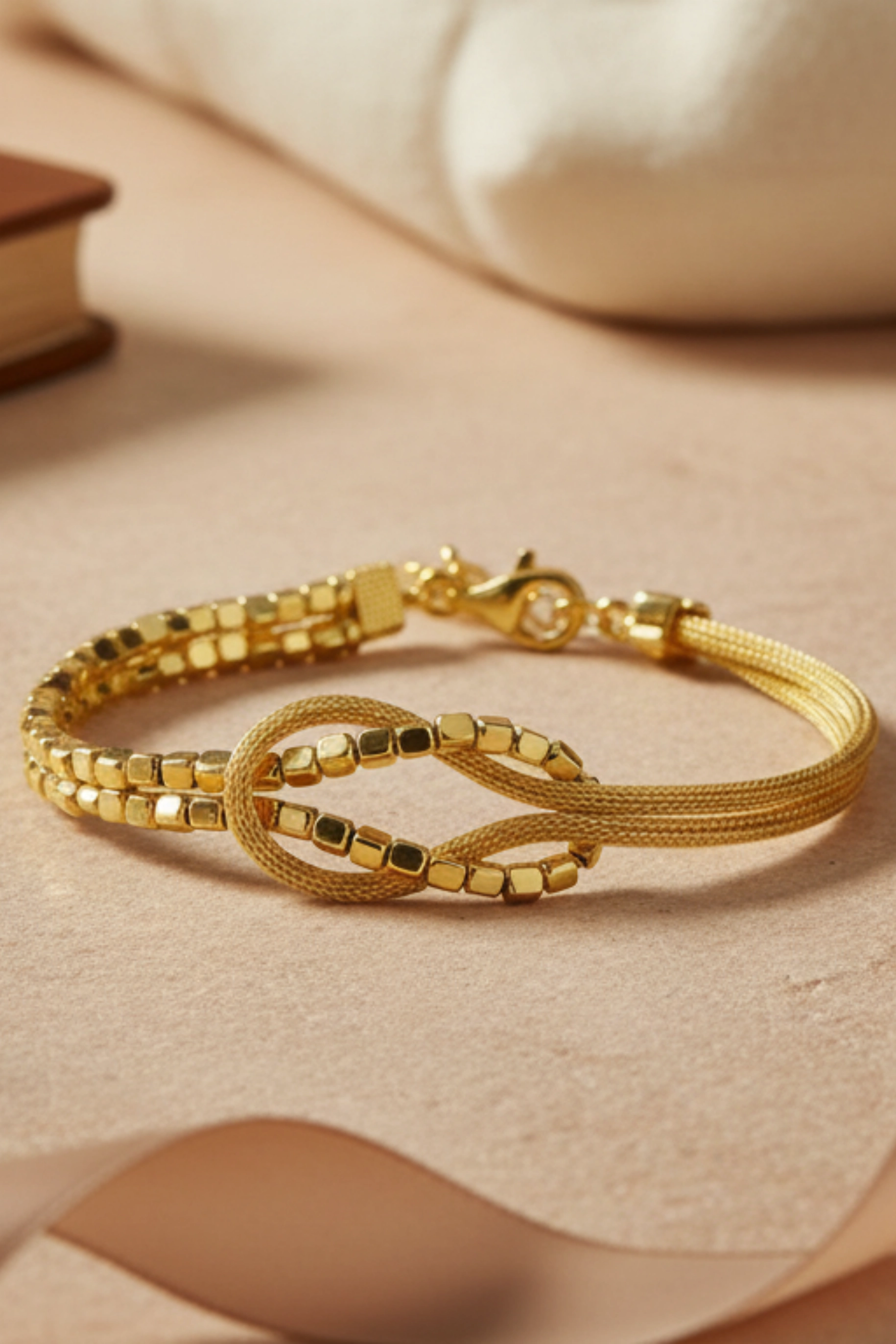 925 Ayar Gümüş Küp Zincirli Aşk Düğümü Bileklik