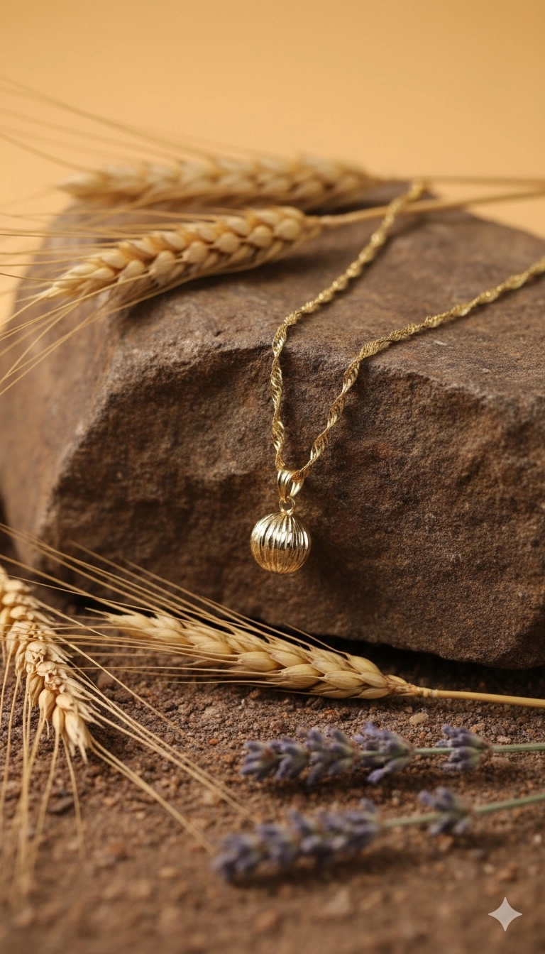 Singapur Zincirli Gümüş Çizgili Model Top Uçlu Kolye