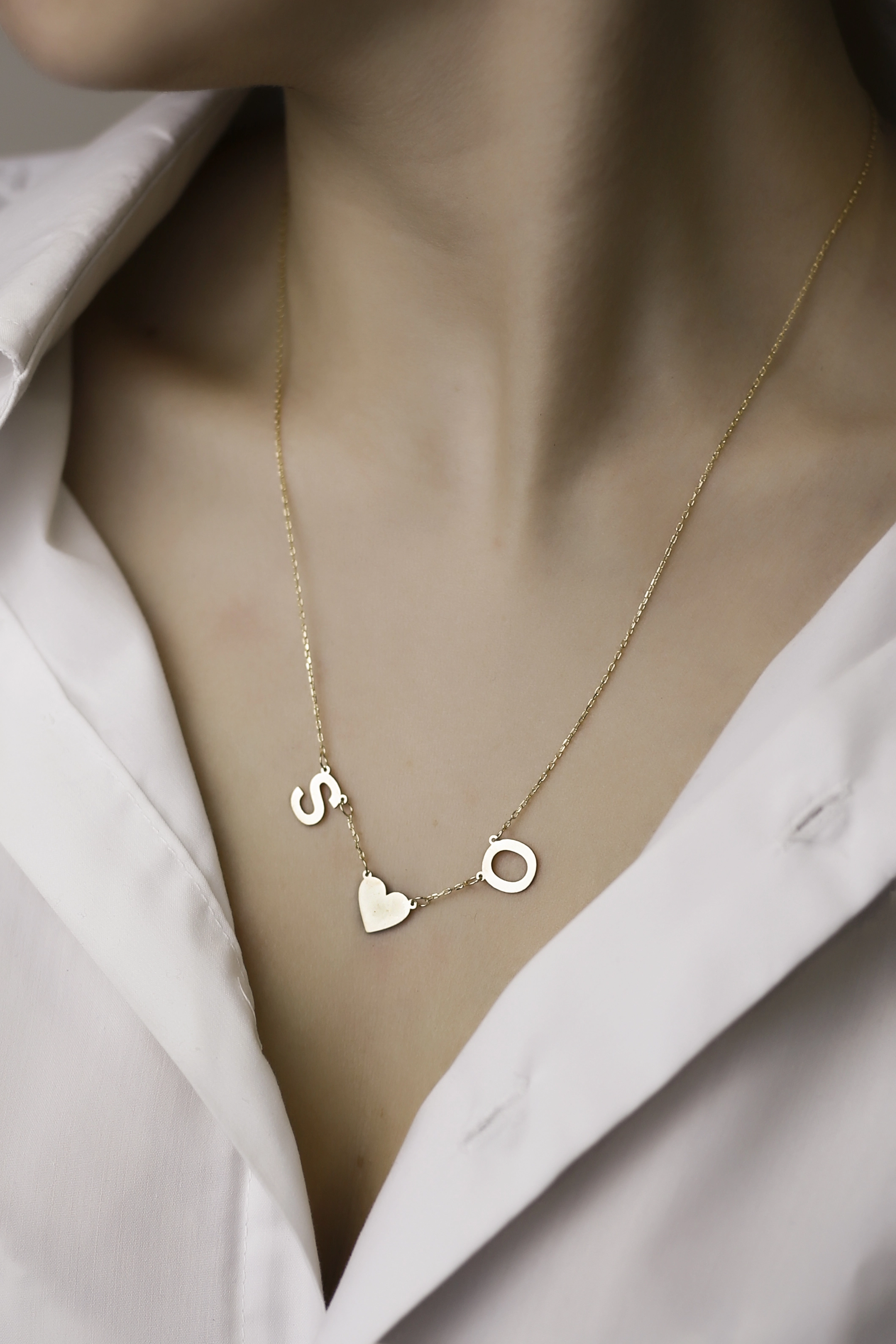 925 Ayar Gümüş Kişiye Özel Kalpli İki Harf Kolye