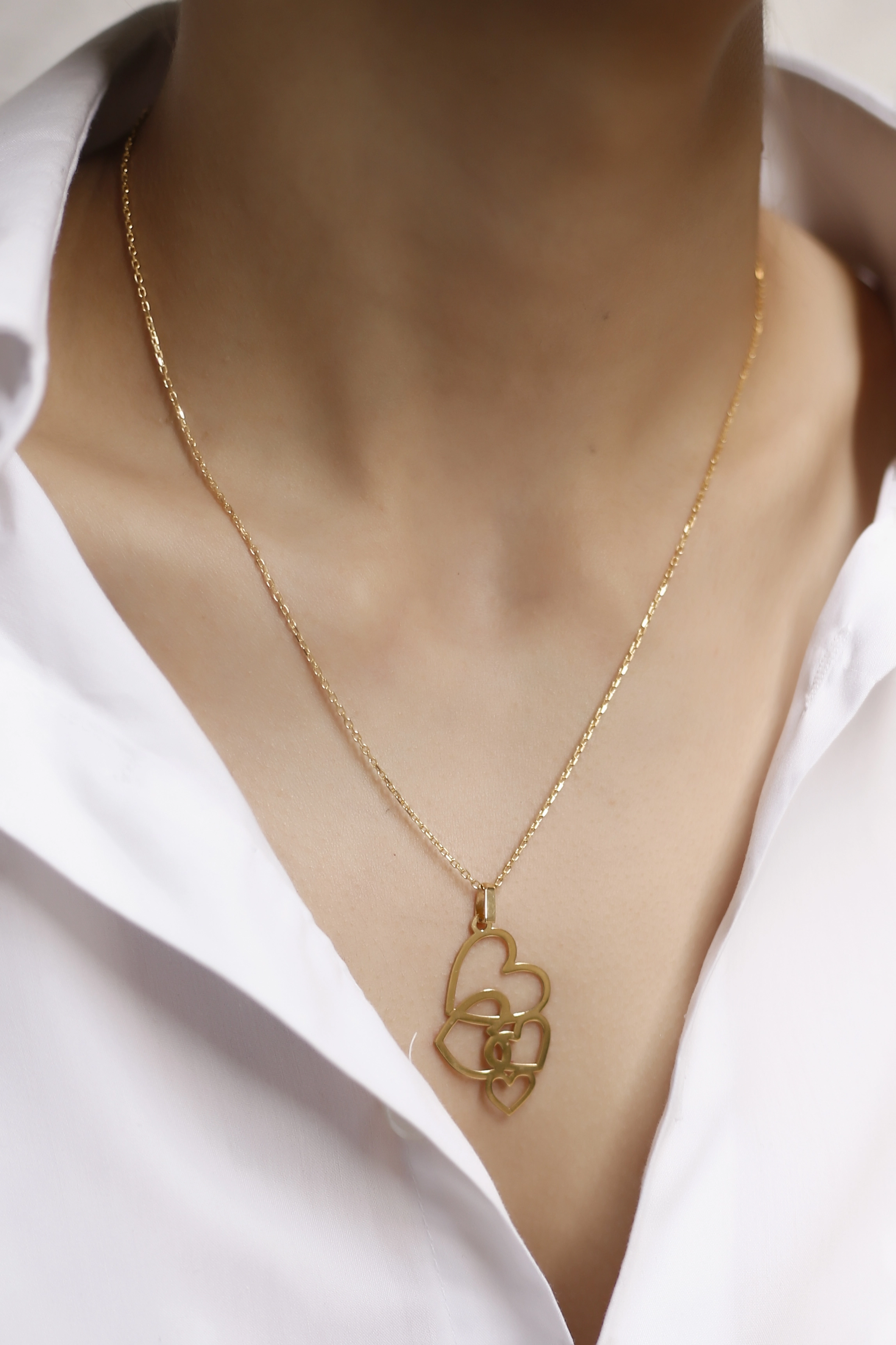 925 Ayar Gümüş Çoklu Kalpli Kolye